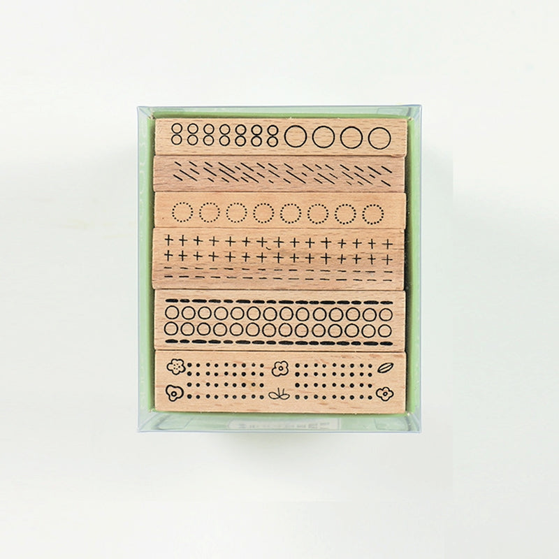 Circle & Dots Geometric Wooden Rubber Stamp Set b