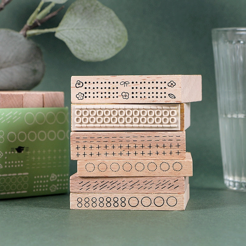 Circle & Dots Geometric Wooden Rubber Stamp Set c