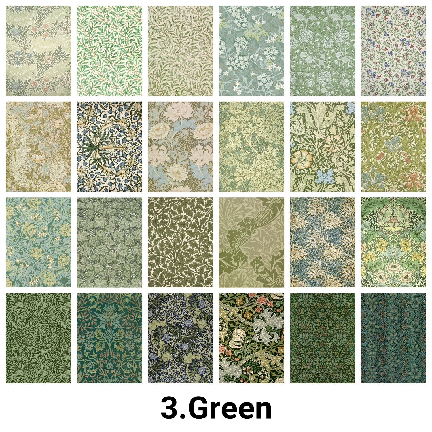 Classic William Morris Pattern Vintage Decorative Paper Green