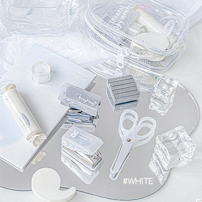 Clear Portable Hole Punch Stapler Scissors Tool Set 概述-17