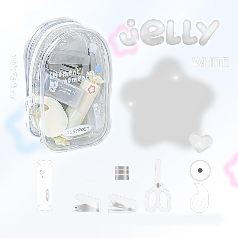 Clear Portable Hole Punch Stapler Scissors Tool Set SKU 图片-4