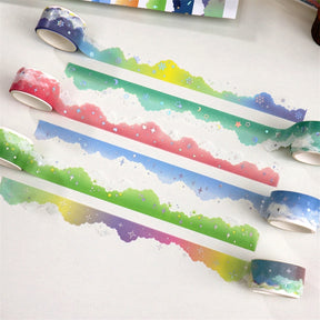 Cloud Border Cute Colorful Washi Tape - Sky, Stars, Rainbow, Meteor, Aurora c2