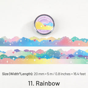 Cloud Border Cute Colorful Washi Tape - Sky, Stars, Rainbow, Meteor, Aurora sku-11