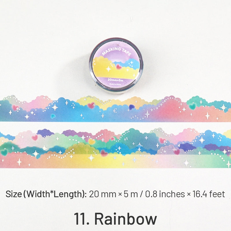 Cloud Border Cute Colorful Washi Tape - Sky, Stars, Rainbow, Meteor, Aurora sku-11