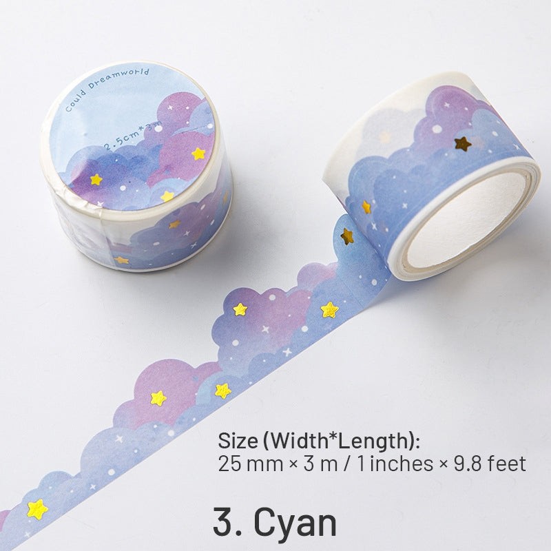 Cloud Hot Stamping Washi Tape - Rabbit, Bear, Heart, Moon, Star sku-3