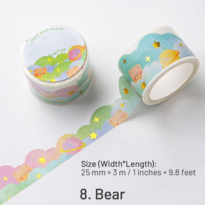 Cloud Hot Stamping Washi Tape - Rabbit, Bear, Heart, Moon, Star sku-8