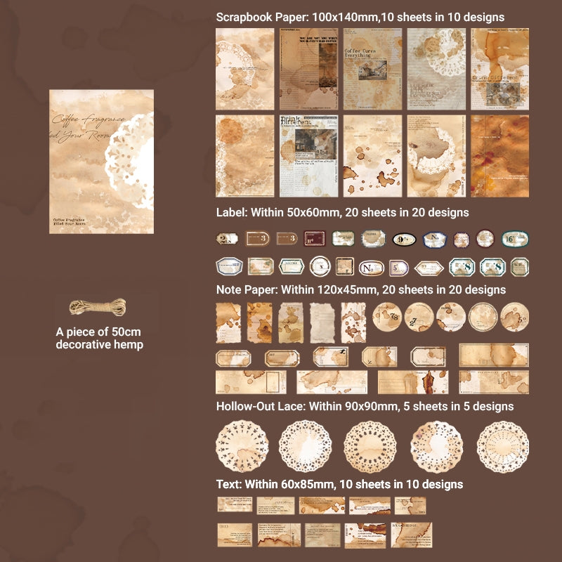 Coffee Aroma Coffee Dyeing Scrapbook Paper Pack sku