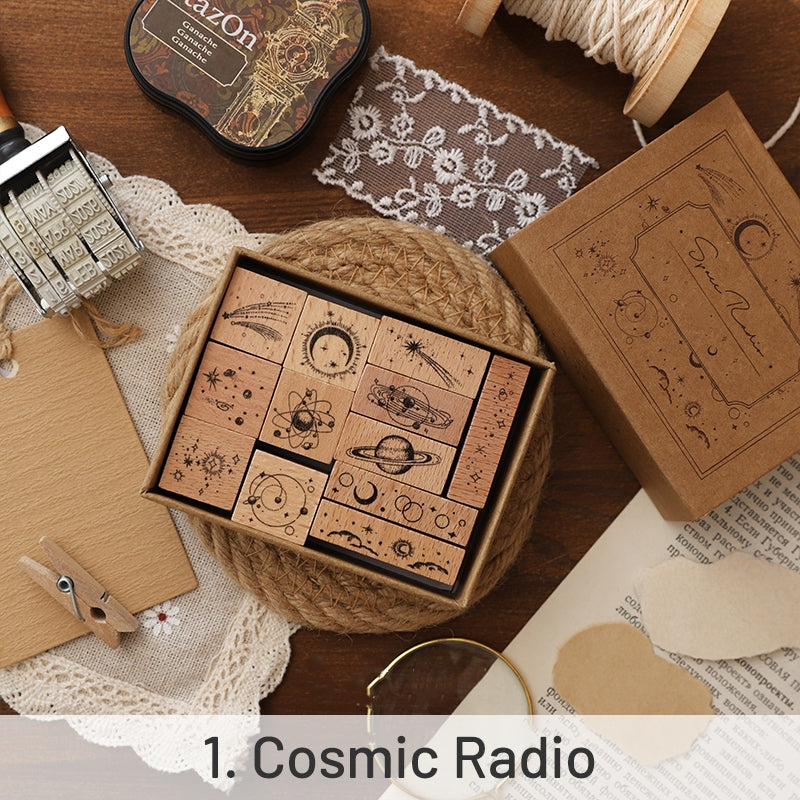 Collection of Everything Series Retro Wooden Rubber Stamp Set sku-1
