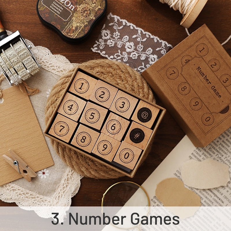 Collection of Everything Series Retro Wooden Rubber Stamp Set sku-3