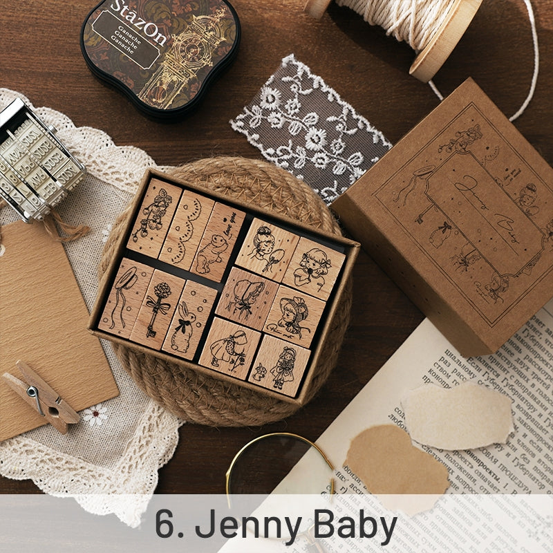 Collection of Everything Series Retro Wooden Rubber Stamp Set sku-6