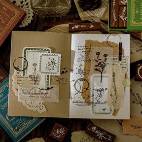 Collector's Notes Vintage Botanical Wooden Rubber Stamp Set b2