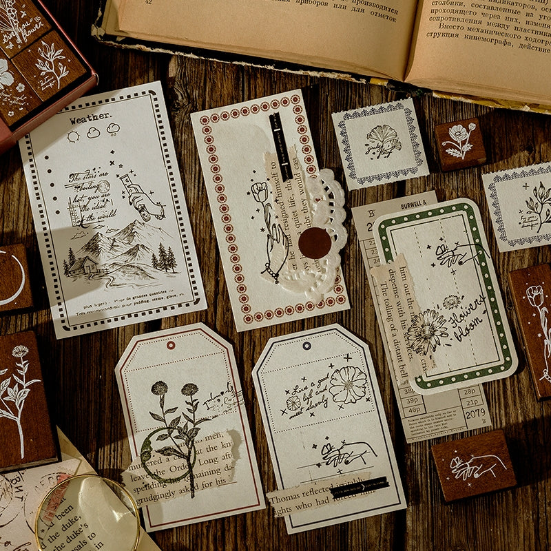 Creative Letter Number Decorative Stamp Set Wood Mounted Rubber Stamps for  Card Making DIY Crafts Scrapbooking