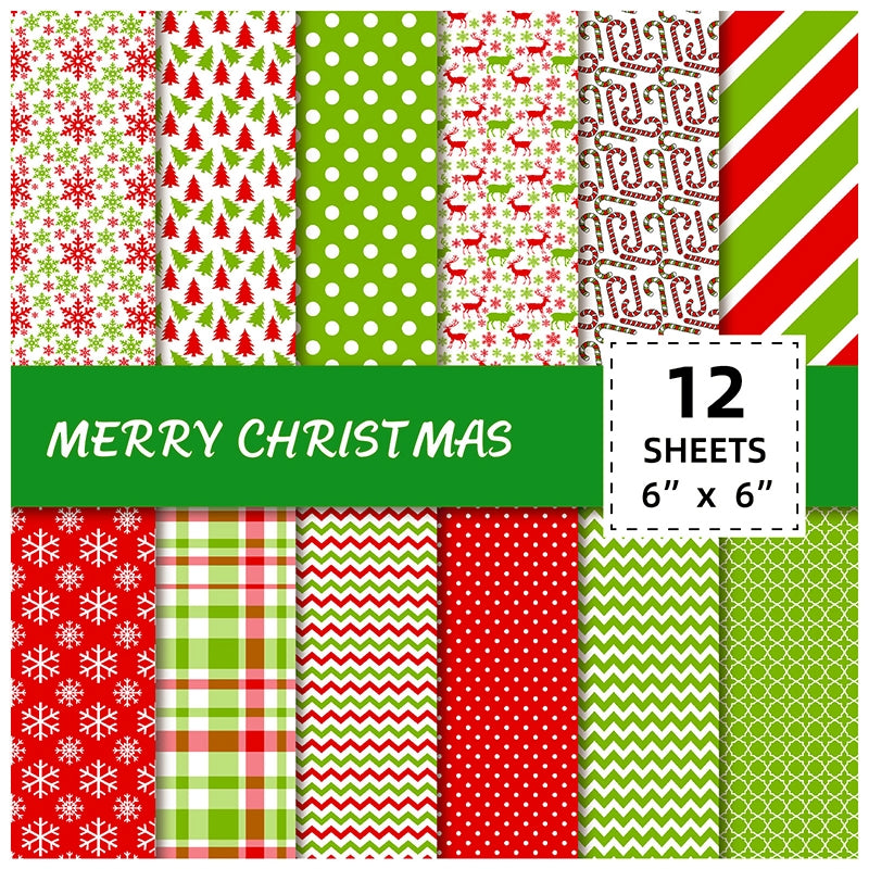 Colorful Christmas Collage Scrapbook Paper a