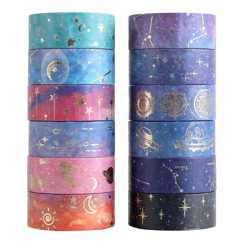 Cosmic Starry Sky Foil Washi Tape Set (12 Rolls) b2