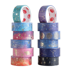 Cosmic Starry Sky Foil Washi Tape Set (12 Rolls) b4