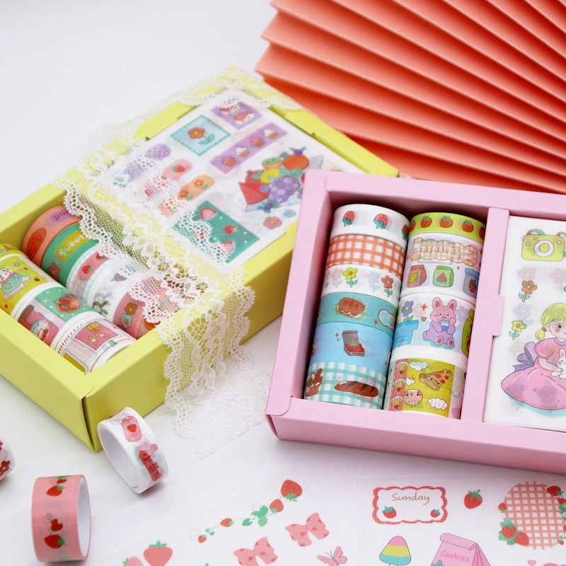 Countryside Cartoon Style Rabbit and Girl Gift Box Scrapbook Kit b5
