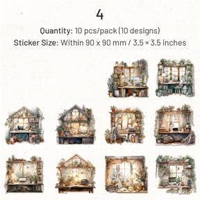 Cozy Room PET Stickers - Flower Garden, Sofa, Windowsill, Fireplace, Study sku-4