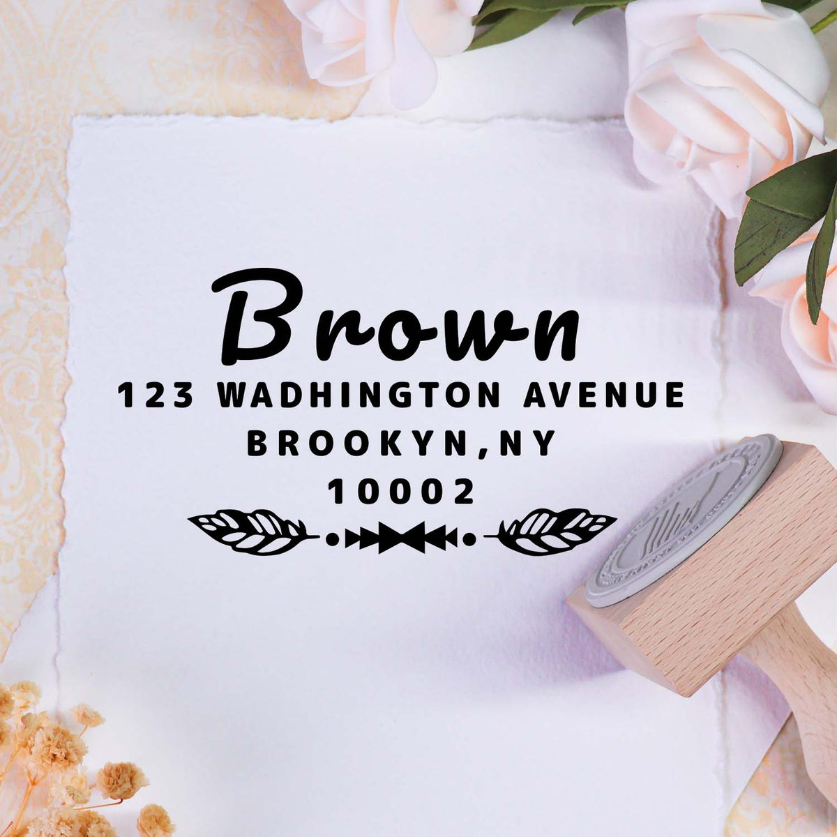 Custom Address Wooden Rubber Stamp2