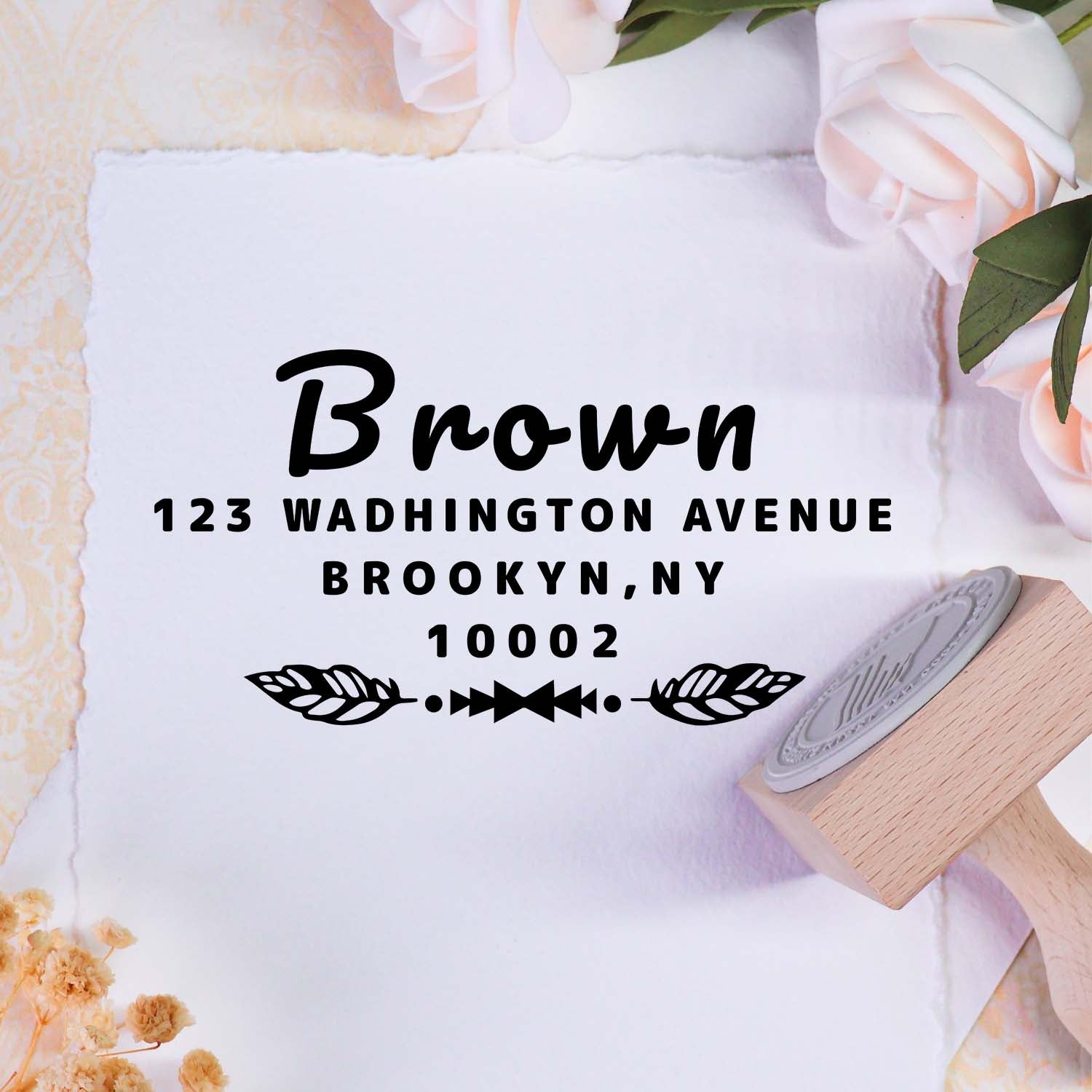 Custom Address Wooden Rubber Stamp2