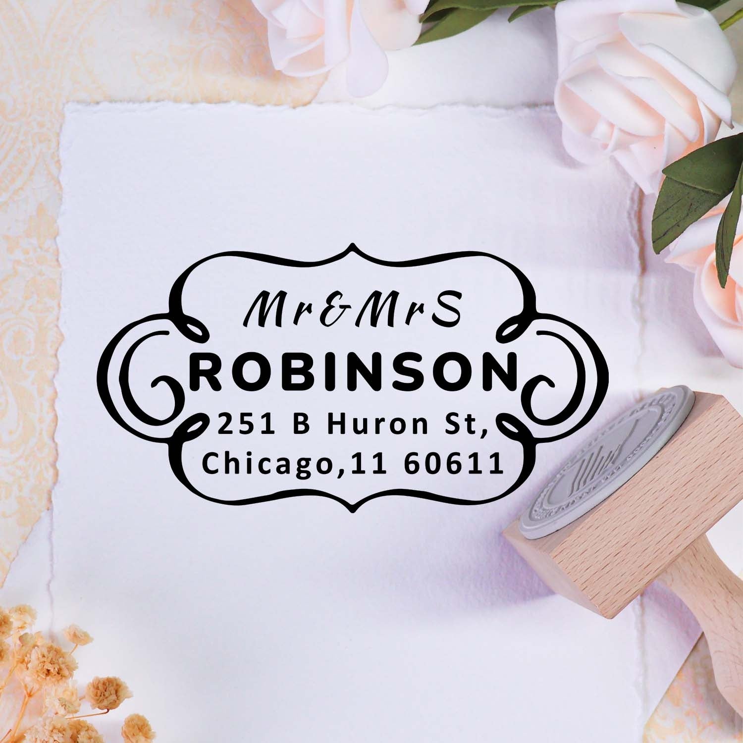 Custom Address Wooden Rubber Stamp2