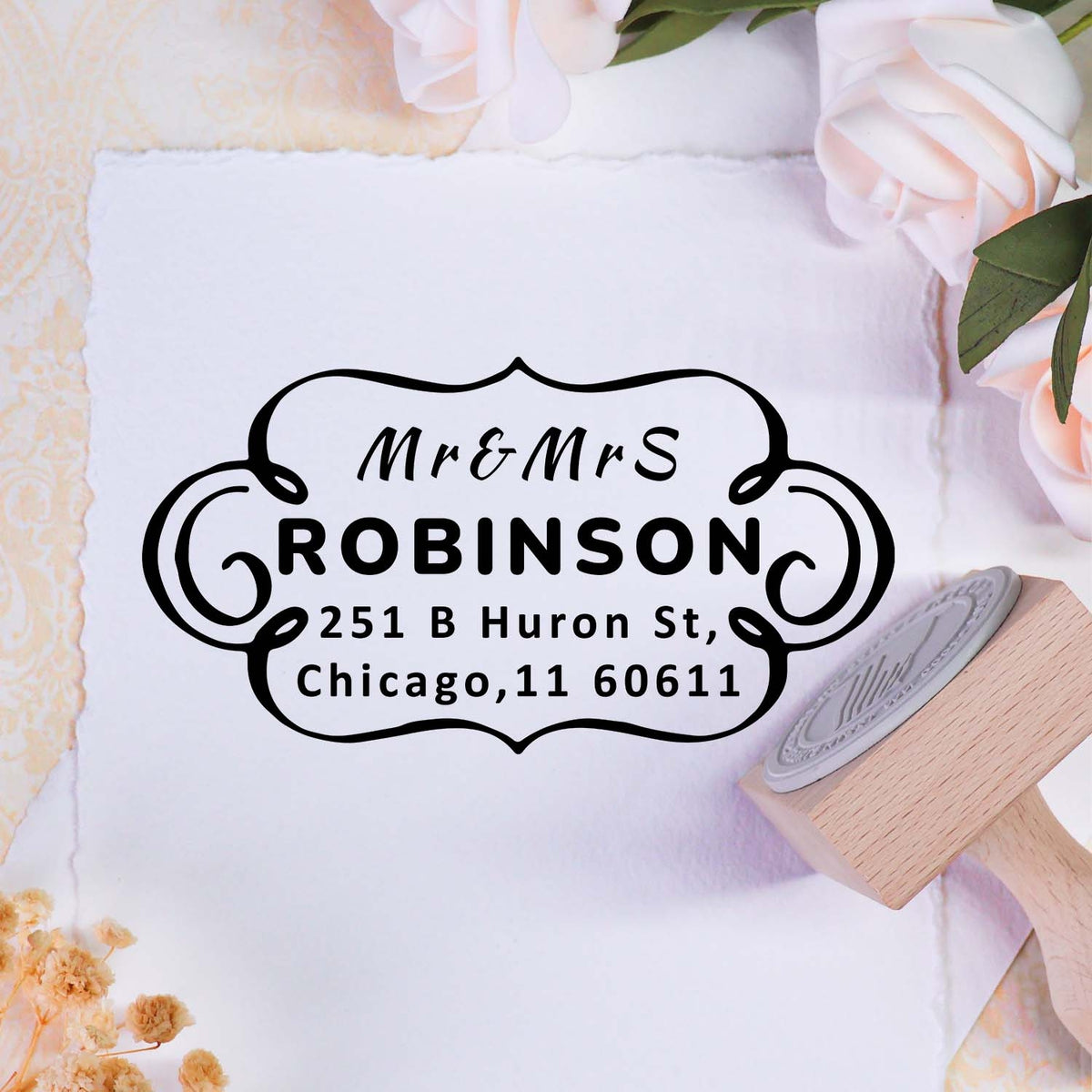 Custom  Address Wooden Rubber Stamp2