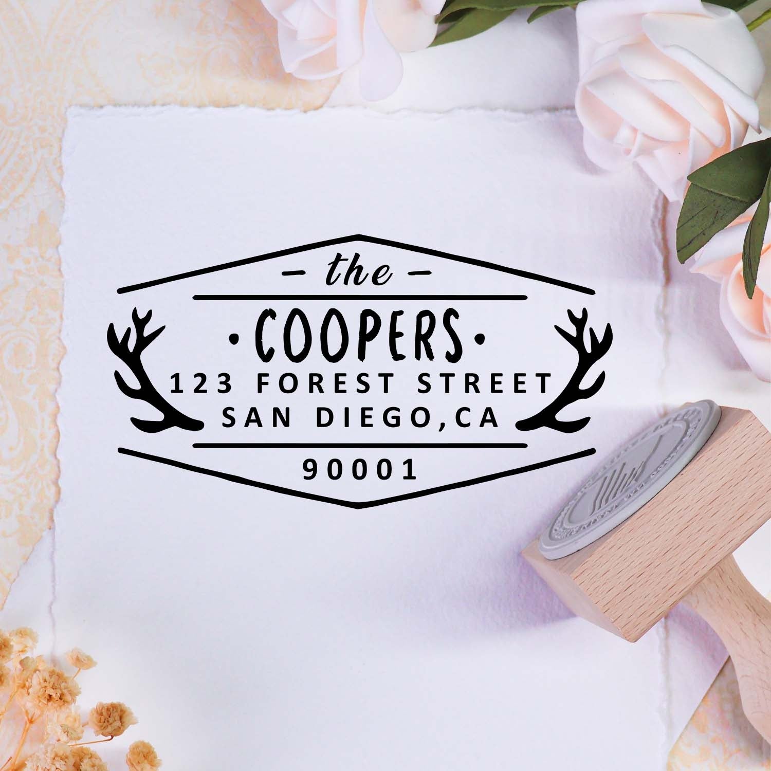 Custom  Address Wooden Rubber Stamp2