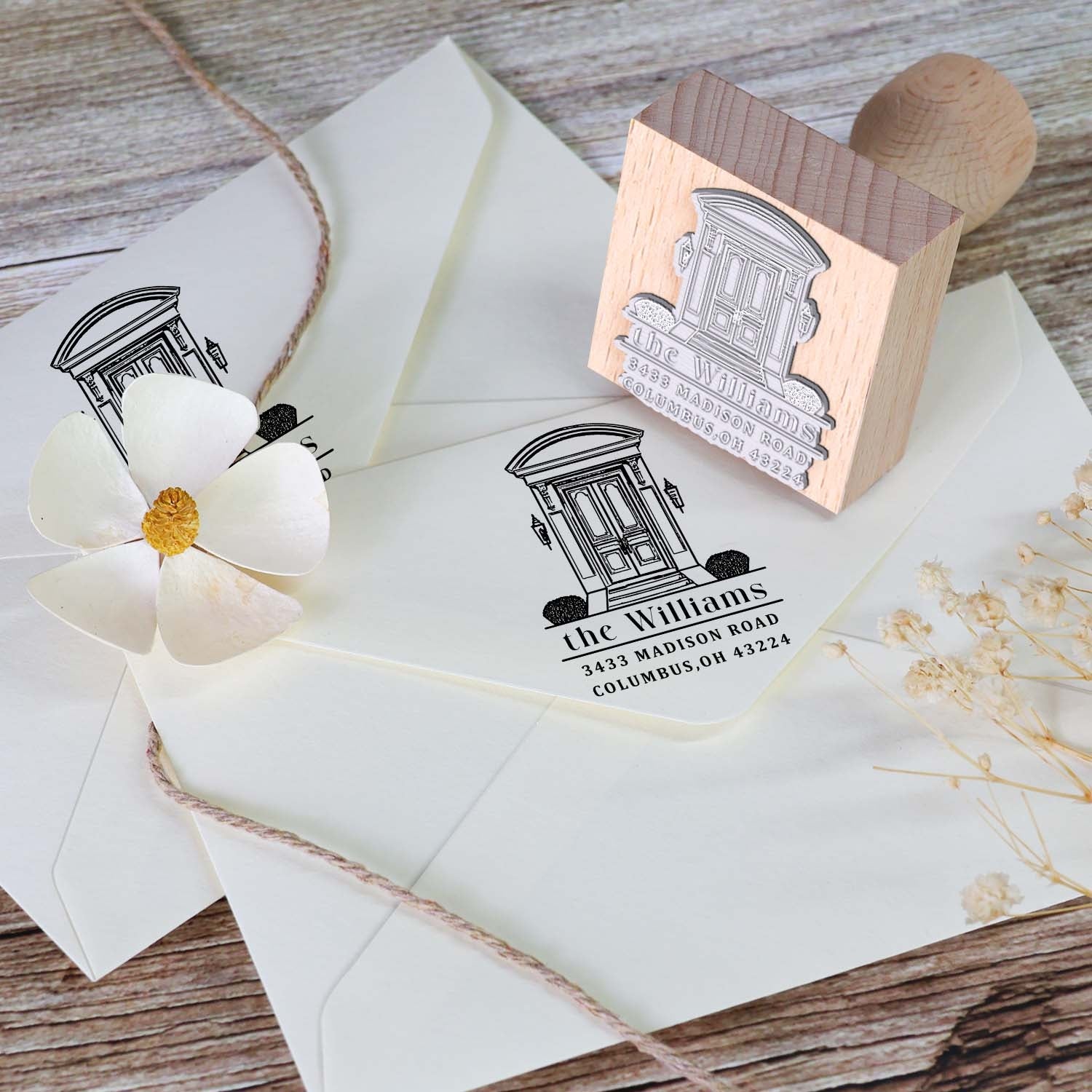 Custom Address Wooden Rubber Stamp1