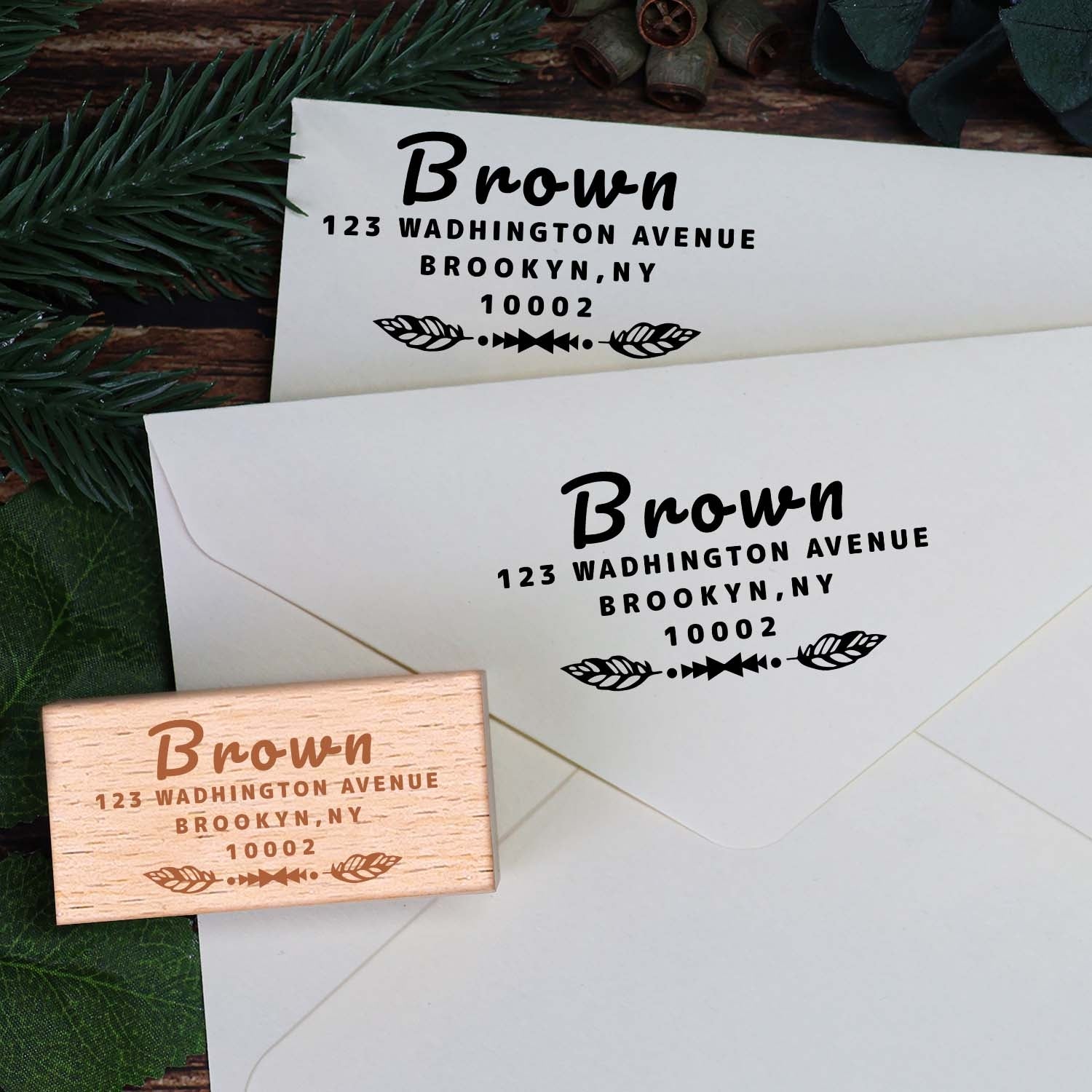 Custom Address Wooden Rubber Stamp1