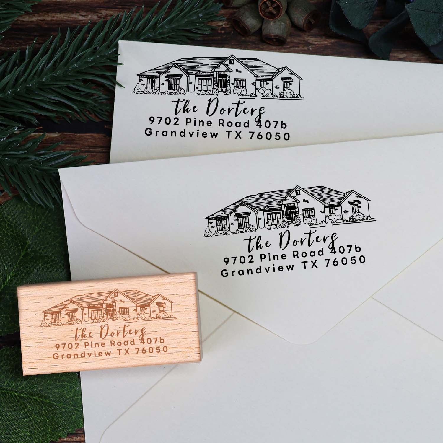 Custom Address Wooden Rubber Stamp1