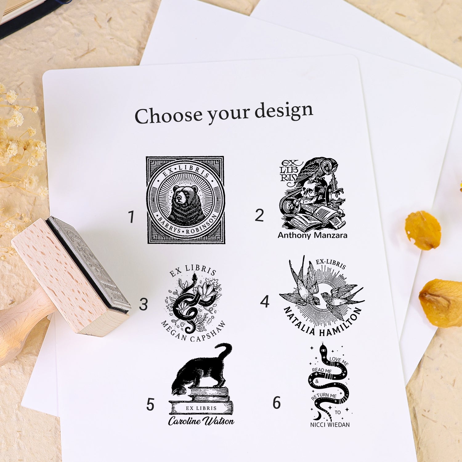 Custom Animal Series Book Wooden Rubber Stamps (14 Designs)4