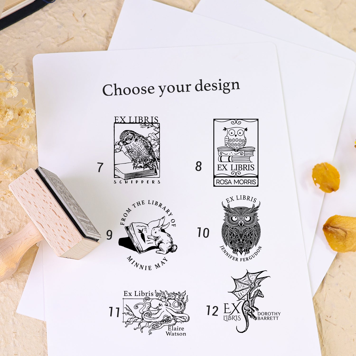 Custom Animal Series Book Wooden Rubber Stamps (14 Designs)5