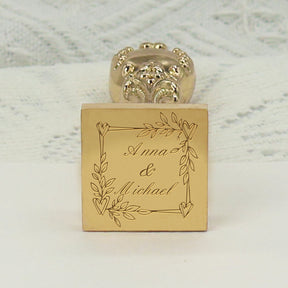 Custom Square Wedding Wax Seal Stamp - Style 4 - Stamprints2