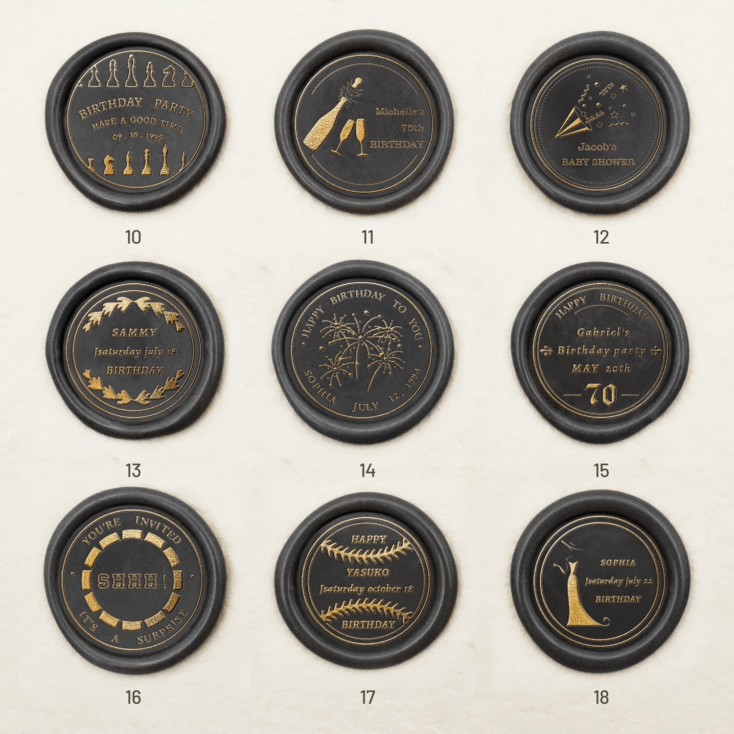 Custom birthday Wax Seal Stamp  (27 Designs) -sku2