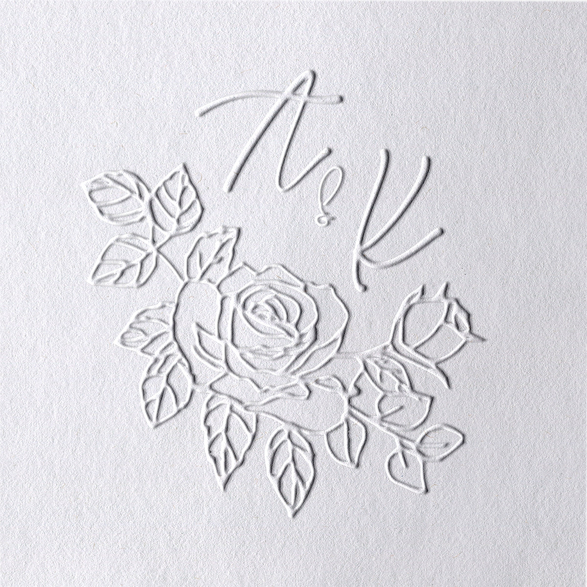 Custom Blooming Rose Initials Wedding Monogram Embosser 19