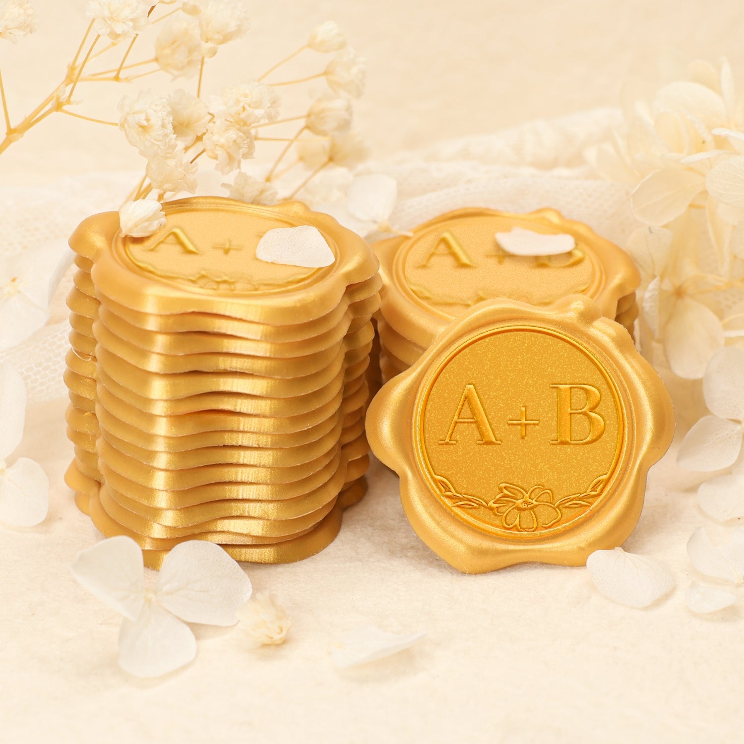 Custom Blossom Wedding Monogram Wax Seal Stickers 2-2