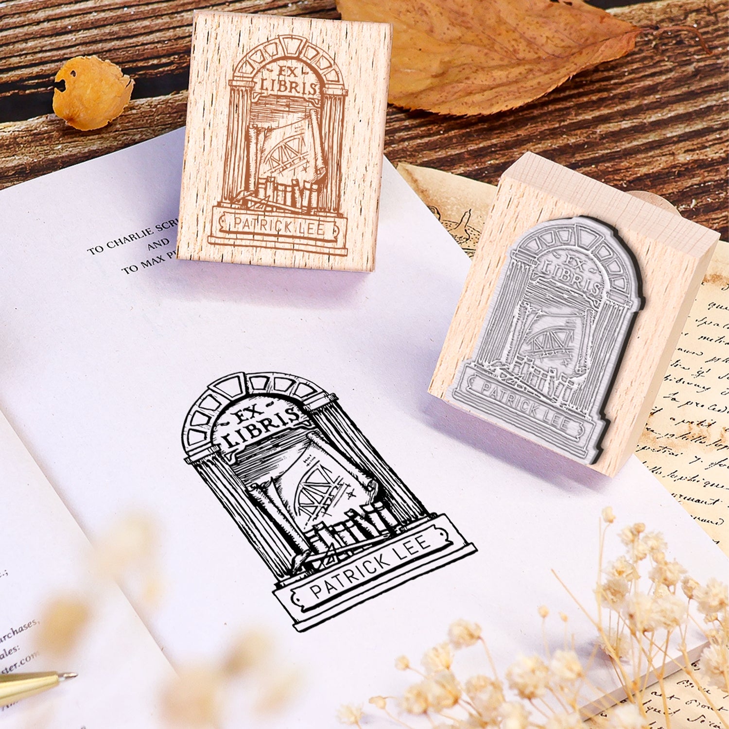 custom book rubber stamp usage book cover