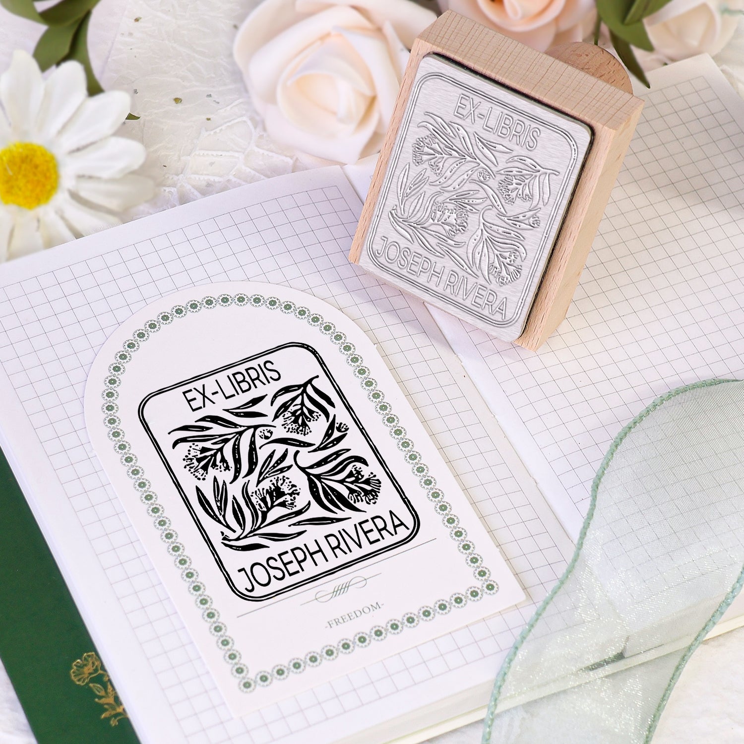 custom book rubber stamp usage book cover