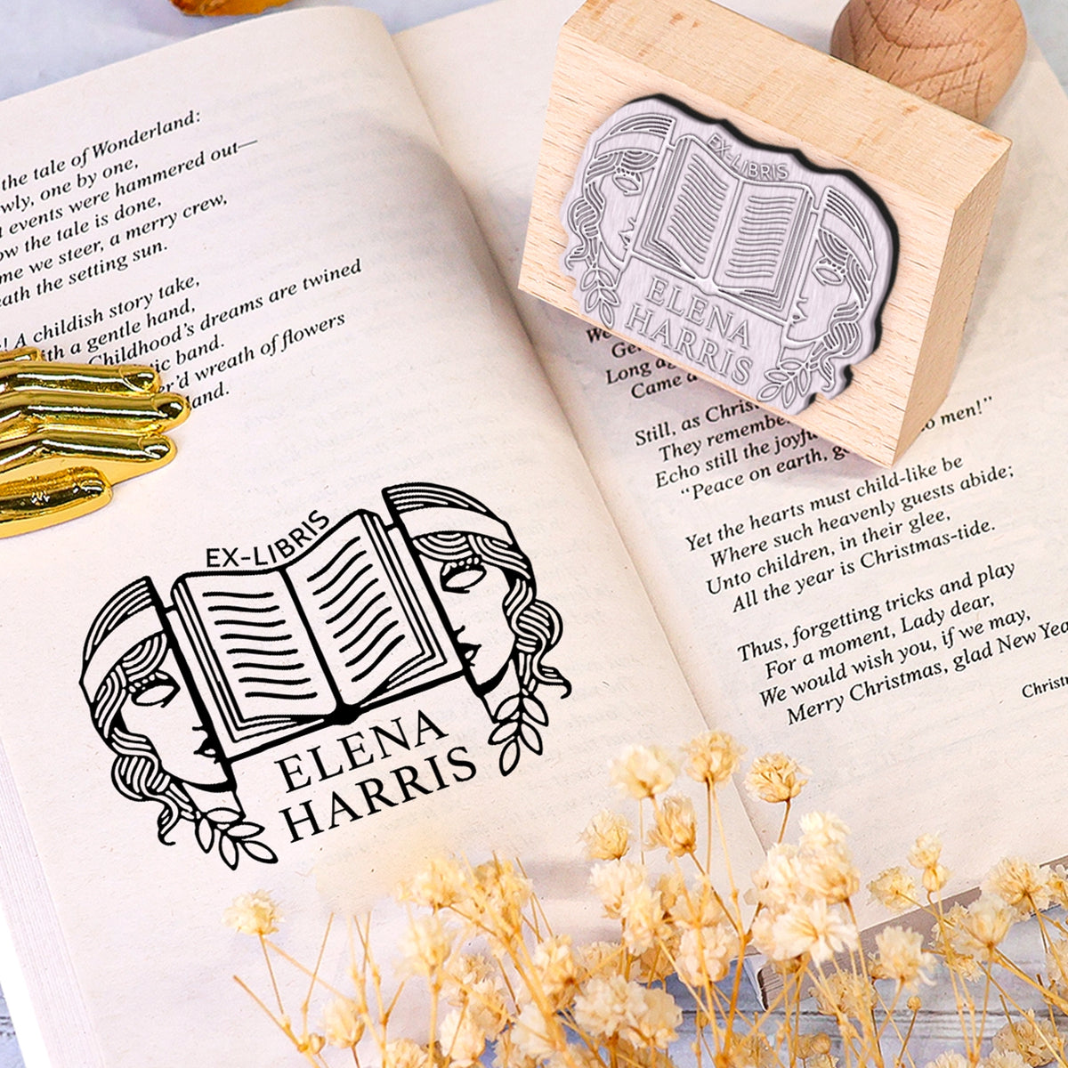 custom book rubber stamp usage book cover