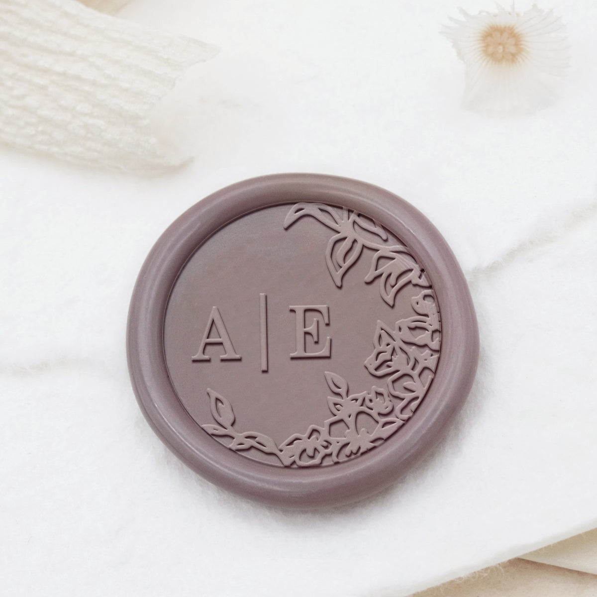 Custom Borderless Botanical Wedding Monogram Wax Seal Stamp - Style 10 1