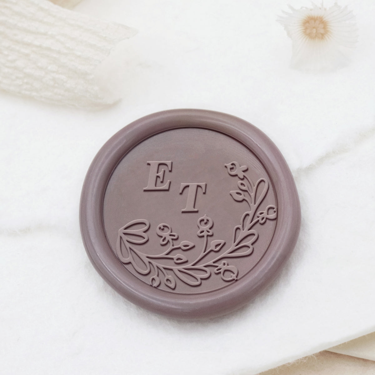 Custom Borderless Botanical Wedding Monogram Wax Seal Stamp - Style 11 1