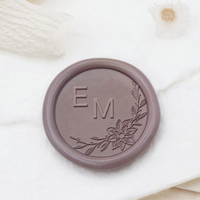 Custom Borderless Botanical Wedding Monogram Wax Seal Stamp - Style 4 1