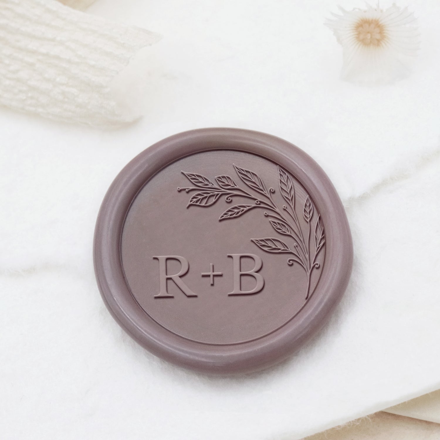 Custom Borderless Botanical Wedding Monogram Wax Seal Stamp - Style 5 1