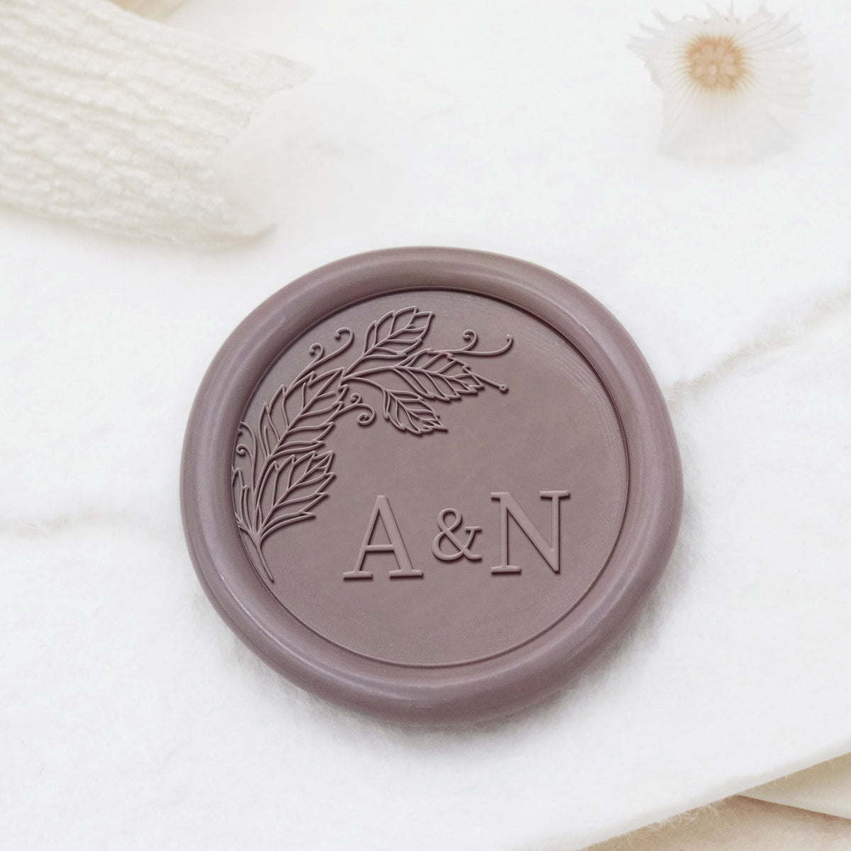 Custom Borderless Botanical Wedding Monogram Wax Seal Stamp - Style 6 1