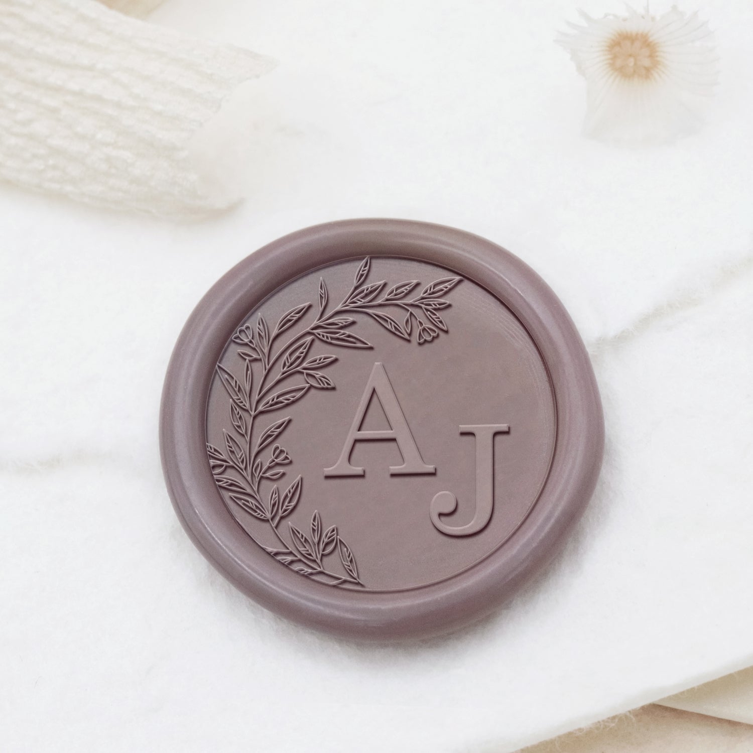Custom Borderless Botanical Wedding Monogram Wax Seal Stamp (27 Designs)-copy 1