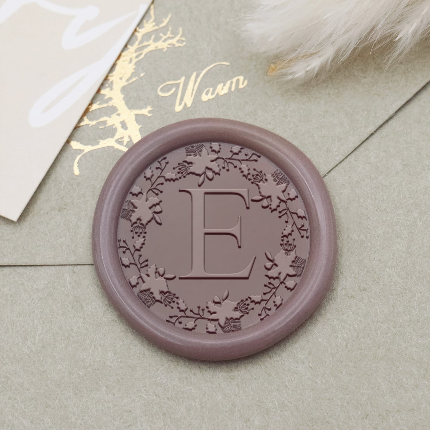 Custom Botanical Border Single Initial Wax Seal Stamp - Style 16 1