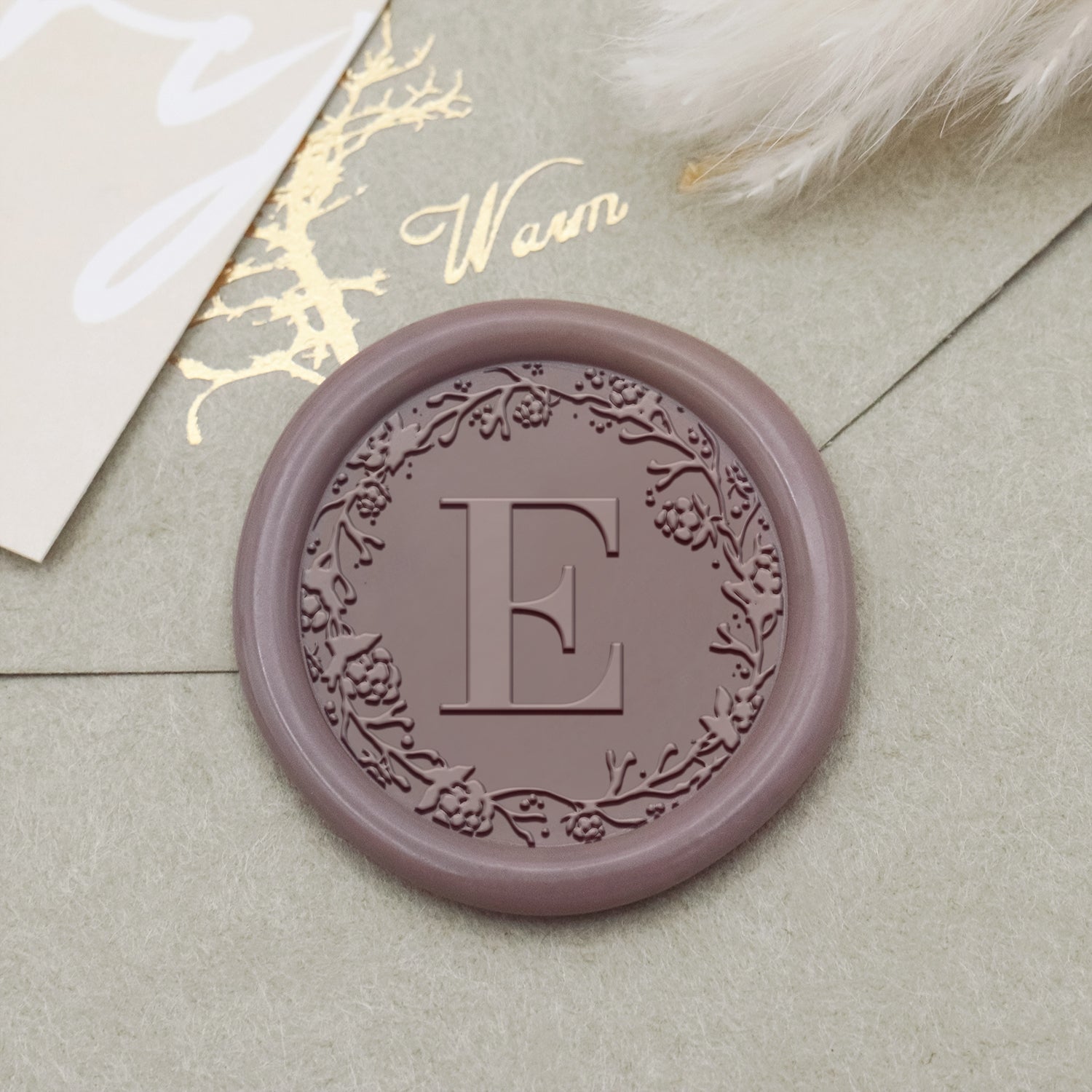Custom Botanical Border Single Initial Wax Seal Stamp - Style 6 1