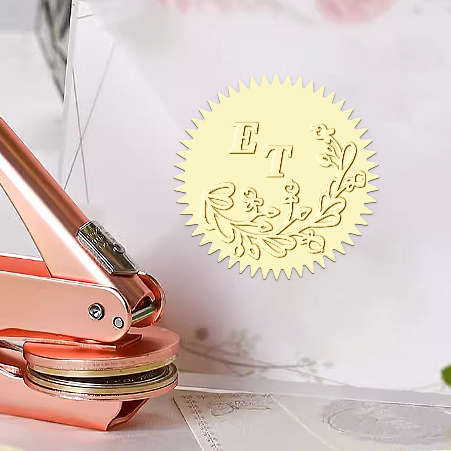 Botanical Initials Wedding Monogram Embosser | Stamprints Style 11