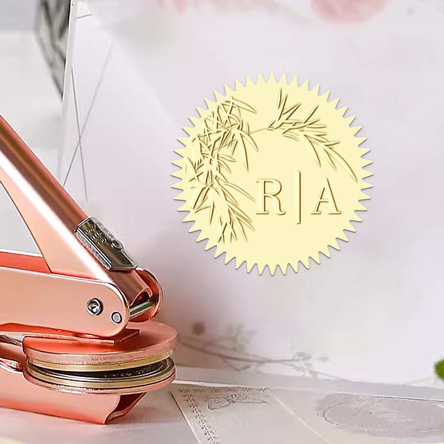 Custom Botanical Initials Wedding Monogram Embosser - Style 17 Custom Botanical Initials Wedding Monogram Embosser - Style 171171