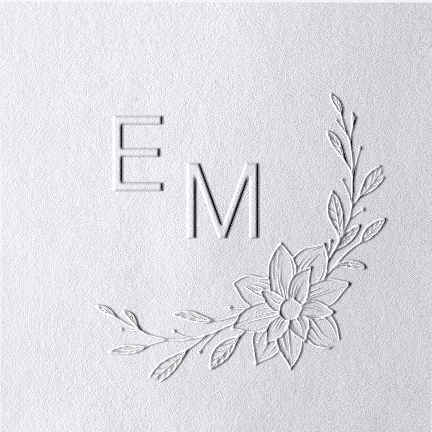 Custom Botanical Initials Wedding Monogram Embosser - Style 4 Custom Botanical Initials Wedding Monogram Embosser - Style 441