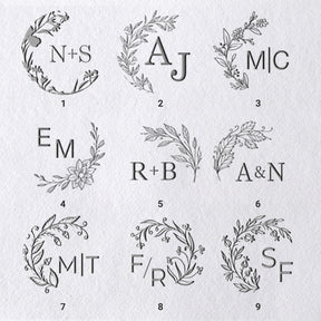 Custom Botanical Initials Wedding Monogram Embosser (27 Designs) Custom Botanical Initials Wedding Monogram Embosser (27 Designs)1